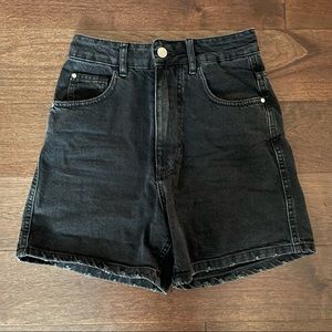 zara black denim shorts